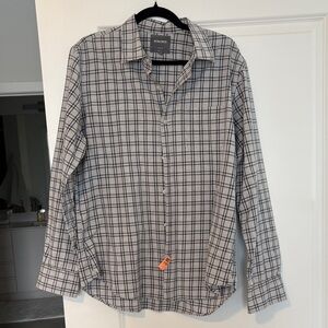 Bonobos Men's Light Gray and Navy Plaid Button-Down Shirt